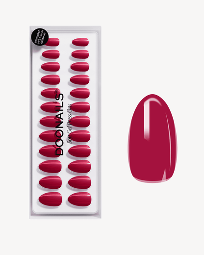 Raspberry Short Almond Soft Gel Press Ons