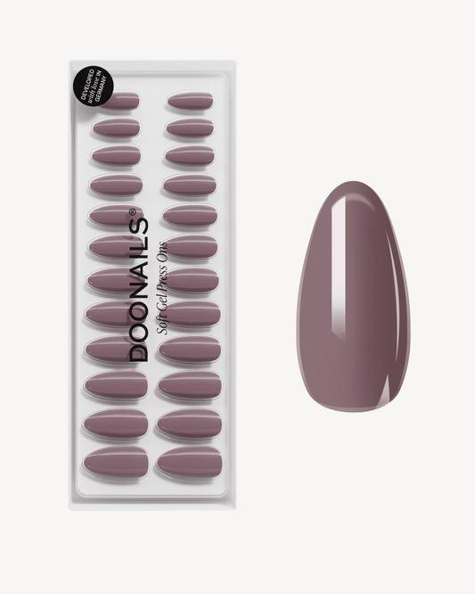 Silent Night Mauve Medium Almond Soft Gel Press Ons