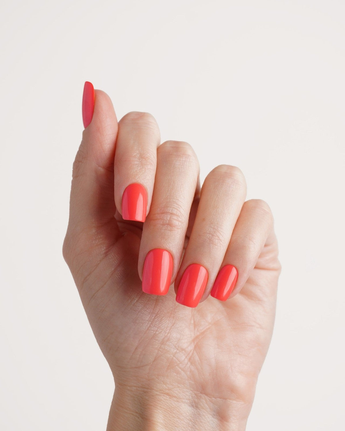 Sunset Coral Short Square Mani & Pedi Set