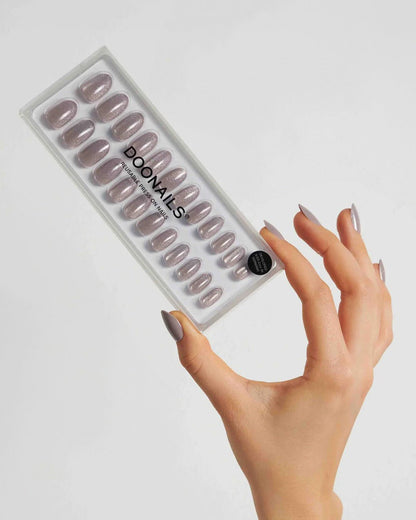 Grey Cat Eye Medium Round Soft Gel Press Ons
