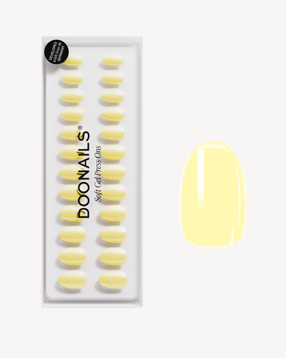 Lemon Sorbet Short Round Soft Gel Press Ons