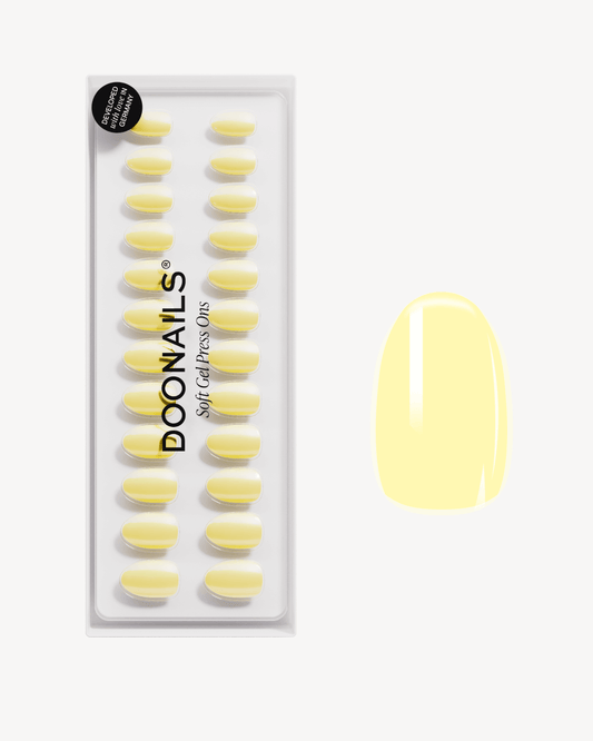 Lemon Sorbet Short Round Soft Gel Press Ons