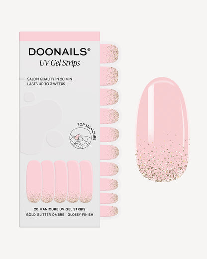 Gold Glitter Ombre UV Gel Strips