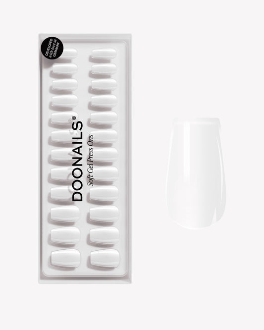 Snow White Short Coffin Soft Gel Press Ons